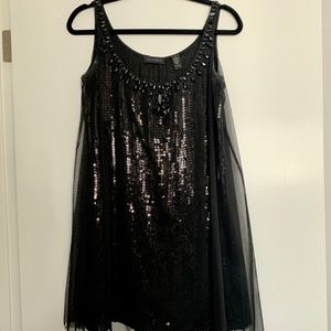 Black Sequin Dress with Overlay